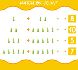 Match by count of cartoon bamboo shoot. Match and count game. Educational game for pre shool years kids and toddlers