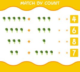 Match by count of cartoon bok choy. Match and count game. Educational game for pre shool years kids and toddlers