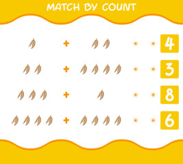 Match by count of cartoon cassava. Match and count game. Educational game for pre shool years kids and toddlers
