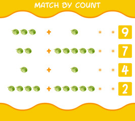 Match by count of cartoon iceberg lettuce. Match and count game. Educational game for pre shool years kids and toddlers