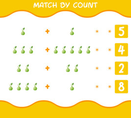 Match by count of cartoon kohlrabi. Match and count game. Educational game for pre shool years kids and toddlers