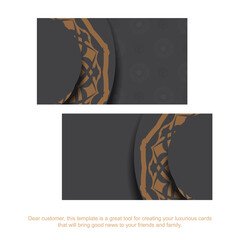 Vector Business card design in gray color with Greek patterns. Stylish business cards with a place for your text and vintage ornaments.