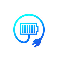 electric plug and a battery icon on white