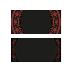 Vector design of postcard in black-red color with luxurious ornaments.