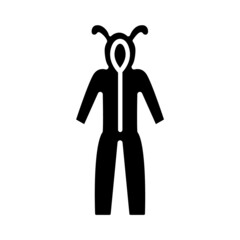 Funny jumpsuit glyph icon. Homewear and sleepwear. Black filled symbol. Isolated vector illustration