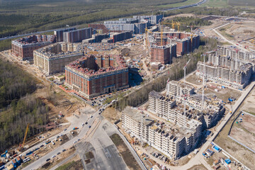Obraz premium flight over new districts in St. Petersburg