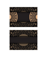 Vector invitation card with place for your text and vintage patterns. Luxurious Ready-to-print postcard design in black with Greek patterns.