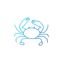 Fototapeta premium Crab outline icon. Maldives seafood. Marine life. Blue gradient symbol. Isolated vector illustration