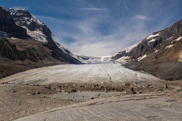 Athabasca glacier. Rocky Mountains. beautiful view. high in the mountains of Canada.