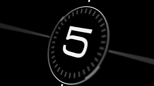 Ten Second white Coundown Timer Modern Digital Effect on black background  Element for screen overlay countdown from 10 to 0.
