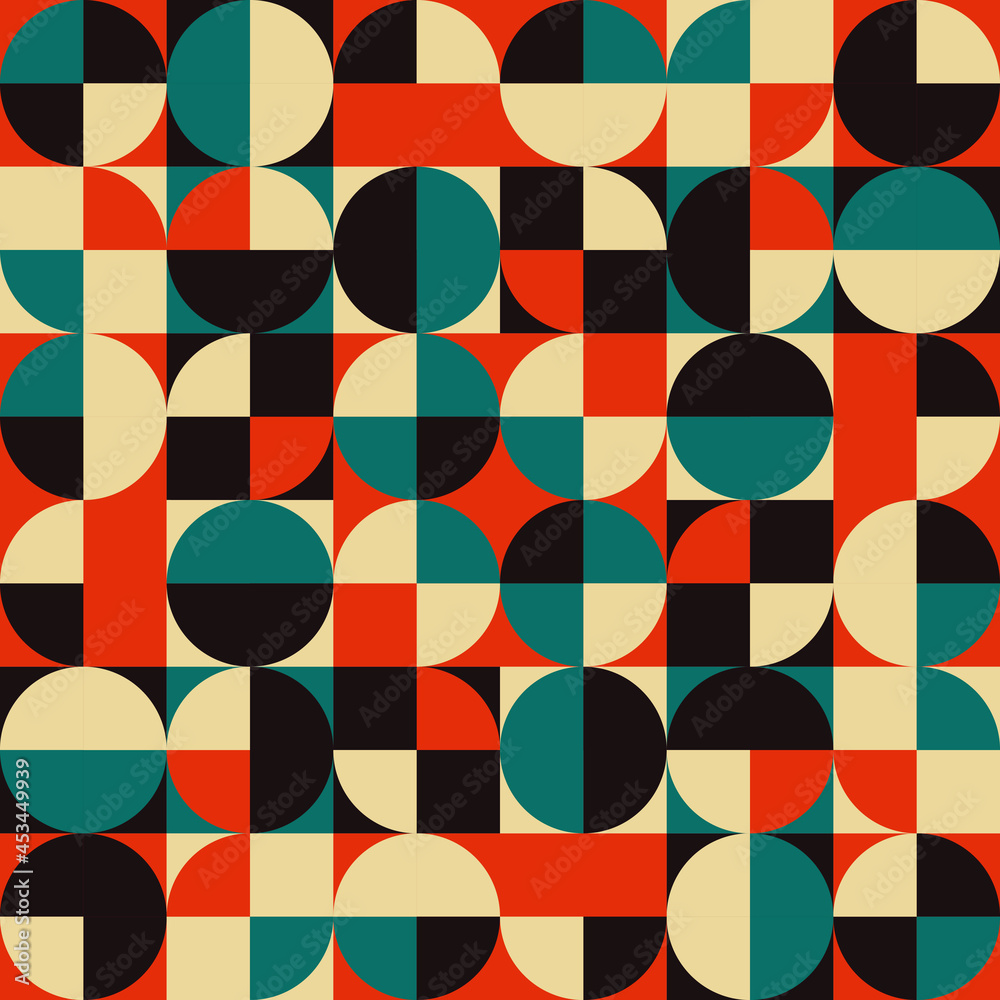 Poster abstract art circles. geometrical parts of circle like half or quarter in different color. vector av