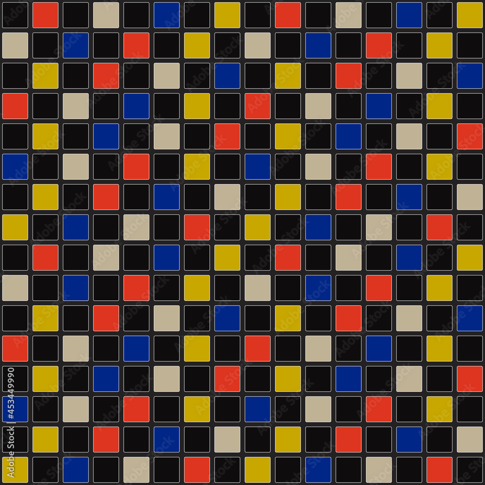 Aufkleber Checker black and colorful squares. Vector repeated pattern.