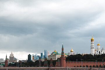 Moscow Russia Kremlin Church landscape painy cloudy.