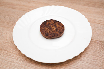 Plant based soy meat cutlet healthy dish plate.