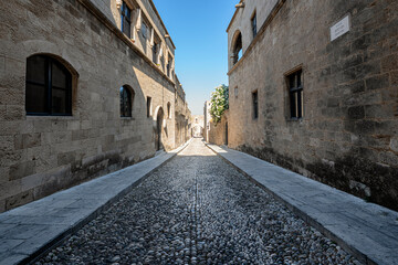Streets of traditional greek villages -Rhodes