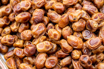 Close up view of delicious organic ripe date fruit