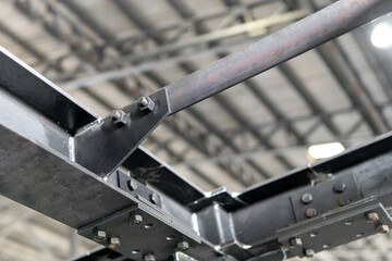 Connect joint plate and lock bolt of steel structure in construction work in factory