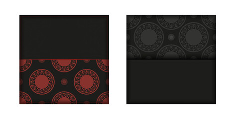 Vector Template for print design postcards in black-red colors with luxurious ornaments. Preparing an invitation with a place for your text and vintage patterns.