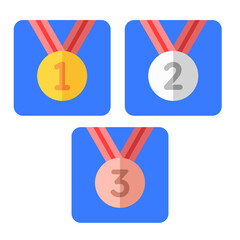 Medals for first second third position vector template. Medals achievements and rewards art design. Gold Medal, Silver Medal and Bronze Medal art design template.