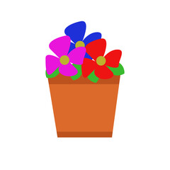colorful flowers in a pot