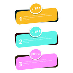 Infographic step elements isolated on white background. Modern flat infographic step elements for web site, brochure, label, poster, placard, and banner. Creative business concept, vector illustration