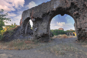 Fototapeta na wymiar Turkey - Historical Kızılcullu Aqueducts in Izmir's Buca district