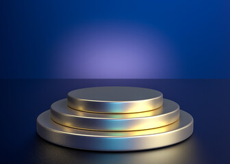 Elegant abstract pedestal podium.  geometric platform backdrop. Luxury scene for demonstration of cosmetic products, Showcase, Promotion display,3d rendering.