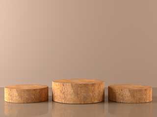 Abstract wood podium composition, Wood pedestal for display, Luxury Wood product stand ,Empty wood podium, concept scene stage showcase,3D rendering.