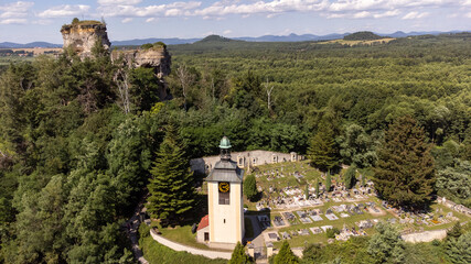 Ruins of the castle Jestrebi, region Ceska Lipa, Czech Republic. The castle dates from the 13th century, partly carved in the rock.