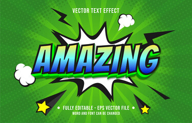 Obraz premium Editable text effect gradient color pop art comic style for digital and print media font effect template