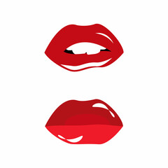 Obraz premium Vector icons of female lips print