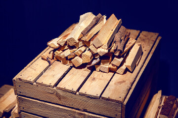Pile of firewood . Wooden material using for fuel