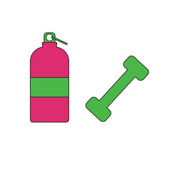 fitness icon. Green dumbbell with a water bottle