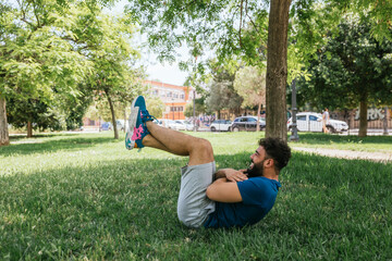 Young man practicing sports outside