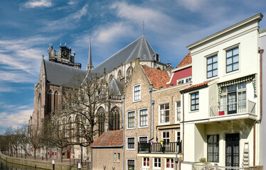 Fototapeta na wymiar The Grote Kerk at the Pottenkade in Dordrecht, Zuid-Holland province, The Netherlands