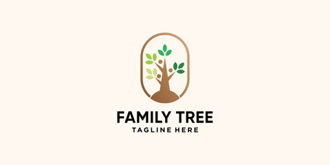 Family tree logo design template with modern style concept