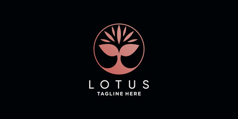Lotus logo design template with creative circle concept