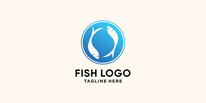 Fish logo design with negative space and circle concept