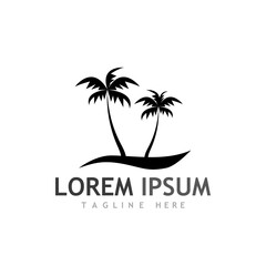 Obraz premium Palm tree summer logo template