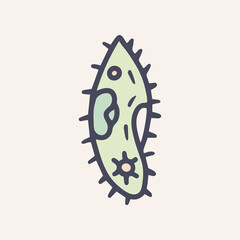Paramecium caudatum color vector doodle icon design