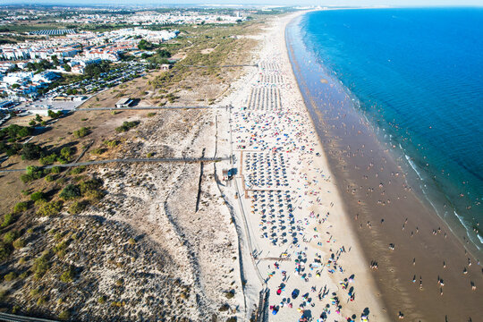 Aerial view of Manta Rota beach, which is part of a long sweep of fine sand