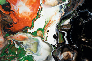 Abstract Fluid Art Painting Background. Acrylic Pour. Marble texture. Modern Contemporary Art. Creative Liquid Acrylic Pouring Techniques. Mixing Paints Artwork