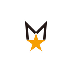 letter m star simple emblem geometric colorful logo vector