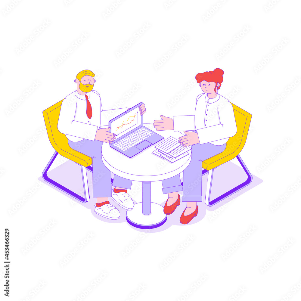 Sticker business meeting isometric icon