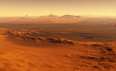 Plakat Martian dark plains and enormous dark sand dune