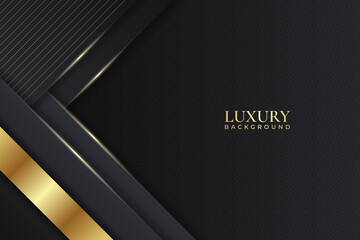 Luxury Background Dark Overlapped Diagonal Layer with Elegant Shiny Golden Line