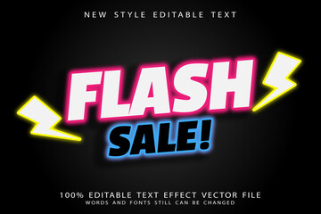 flash sale editable text effect emboss neon style