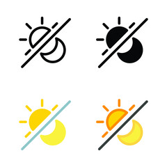 Sun and moon, solar and crescent for time and weather difference concept. morning-night, daytime-nighttime, light-dark. Day and night icon. Vector illustration. Design on white background. EPS 10