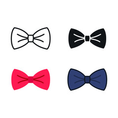 Men are wearing bow tie in his suits for formal, wedding, and other ceremony to look elegant. Ribbon accessory. Bow tie, butterfly tie icon. vector illustration. design on white background. EPS 10