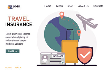 Travel insurance. Save vacation and recreation. Concept of insurance and health protection for travelers. Trip and travel. Airplane travels
